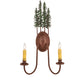 Meyda Lighting Tall Pines 13" 2-Light Rust & Green Trees Wall Sconce With Amber Faux Candlelight