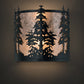 Meyda Lighting Tall Pines 13" 2-Light Textured Black Wall Sconce With Silver Mica Shade Glass
