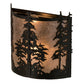 Meyda Lighting Tall Pines 13" 2-Light Textured Black Wall Sconce With Silver Mica Shade Glass