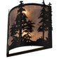 Meyda Lighting Tall Pines 13" 2-Light Textured Black Wall Sconce With Silver Mica Shade Glass