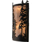 Meyda Lighting Tall Pines 13" 2-Light Textured Black Wall Sconce With Silver Mica Shade Glass