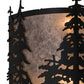 Meyda Lighting Tall Pines 13" 2-Light Textured Black Wall Sconce With Silver Mica Shade Glass