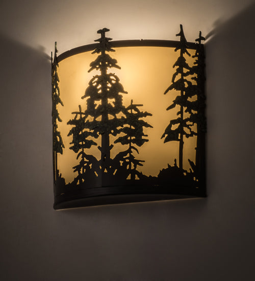 Meyda Lighting Tall Pines 13" 2-Light Timeless Bronze Wall Sconce With Ivory Acrylic Shade