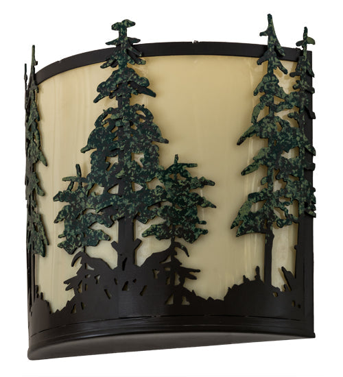 Meyda Lighting Tall Pines 13" 2-Light Timeless Bronze Wall Sconce With Ivory Acrylic Shade