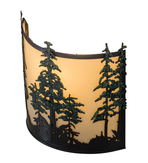 Meyda Lighting Tall Pines 13" 2-Light Timeless Bronze Wall Sconce With Ivory Acrylic Shade