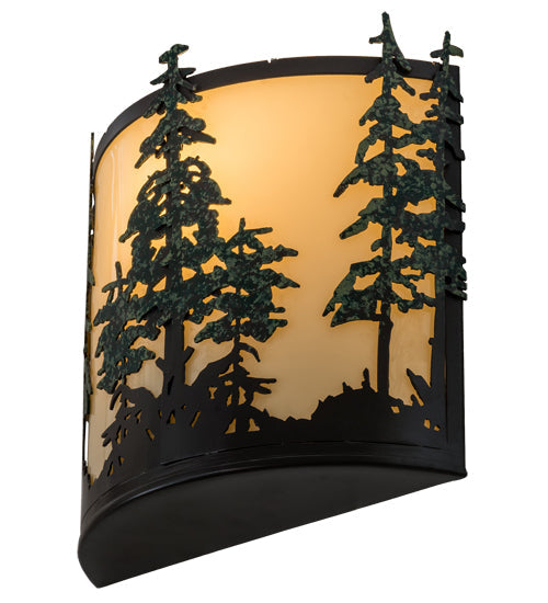 Meyda Lighting Tall Pines 13" 2-Light Timeless Bronze Wall Sconce With Ivory Acrylic Shade