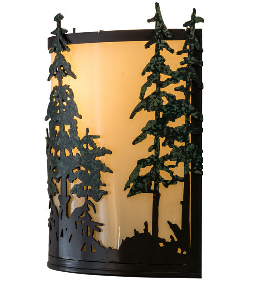 Meyda Lighting Tall Pines 13" 2-Light Timeless Bronze Wall Sconce With Ivory Acrylic Shade