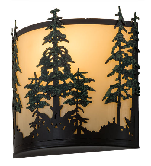 Meyda Lighting Tall Pines 13" 2-Light Timeless Bronze Wall Sconce With Ivory Acrylic Shade