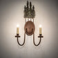 Meyda Lighting Tall Pines 13" 2-Light Wrought Iron On Rust & Tarnished Copper Wall Sconce With Ivory Faux Candlelight