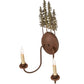 Meyda Lighting Tall Pines 13" 2-Light Wrought Iron On Rust & Tarnished Copper Wall Sconce With Ivory Faux Candlelight