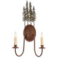 Meyda Lighting Tall Pines 13" 2-Light Wrought Iron On Rust & Tarnished Copper Wall Sconce With Ivory Faux Candlelight