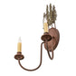 Meyda Lighting Tall Pines 13" 2-Light Wrought Iron On Rust & Tarnished Copper Wall Sconce With Ivory Faux Candlelight