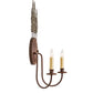 Meyda Lighting Tall Pines 13" 2-Light Wrought Iron On Rust & Tarnished Copper Wall Sconce With Ivory Faux Candlelight