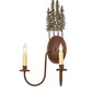 Meyda Lighting Tall Pines 13" 2-Light Wrought Iron On Rust & Tarnished Copper Wall Sconce With Ivory Faux Candlelight