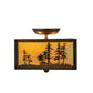 Meyda Lighting Tall Pines 14" 2-Light Antique Copper Flush Mount Light With Beige Iridescent Shade Glass
