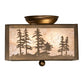 Meyda Lighting Tall Pines 14" 2-Light Antique Copper Flush Mount Light With Silver Mica Shade Glass