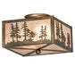 Meyda Lighting Tall Pines 14" 2-Light Antique Copper Flush Mount Light With Silver Mica Shade Glass