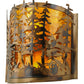 Meyda Lighting Tall Pines 14" 2-Light Burnished Antique Copper Wall Sconce With Amber Mica Shade Glass