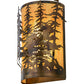 Meyda Lighting Tall Pines 14" 2-Light Dark Burnished Antique Copper Wall Sconce With Ambra Siena Idalight Shade Glass