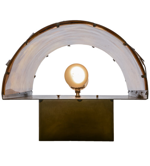 Meyda Lighting Tall Pines 14" 2-Light Dark Burnished Antique Copper Wall Sconce With Ambra Siena Idalight Shade Glass