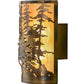 Meyda Lighting Tall Pines 14" 2-Light Dark Burnished Antique Copper Wall Sconce With Ambra Siena Idalight Shade Glass