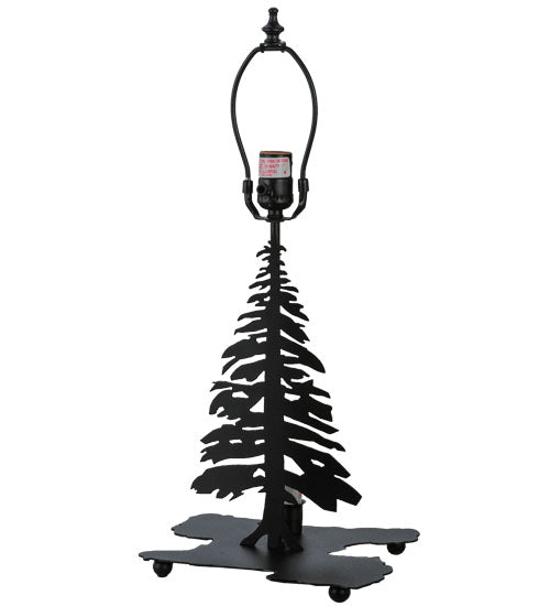 Meyda Lighting Tall Pines 14" 2-Light Textured Black Table Lamp Base With Lighted Base