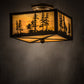 Meyda Lighting Tall Pines 14" 2-Light Timeless Bronze Flush Mount Light With Beige Iridescent Shade Glass