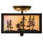 Meyda Lighting Tall Pines 14" 2-Light Timeless Bronze Flush Mount Light With Beige Iridescent Shade Glass