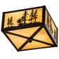 Meyda Lighting Tall Pines 14" 2-Light Timeless Bronze Flush Mount Light With Beige Iridescent Shade Glass