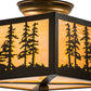 Meyda Lighting Tall Pines 14" 2-Light Timeless Bronze Flush Mount Light With Beige Iridescent Shade Glass