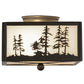 Meyda Lighting Tall Pines 14" 2-Light Timeless Bronze Flush Mount Light With White Art Shade Glass