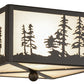 Meyda Lighting Tall Pines 14" 2-Light Timeless Bronze Flush Mount Light With White Art Shade Glass