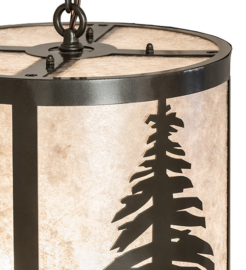 Meyda Lighting Tall Pines 14" 5-Light Oil Rubbed Bronze Pendant Light With Silver Mica Shade Glass