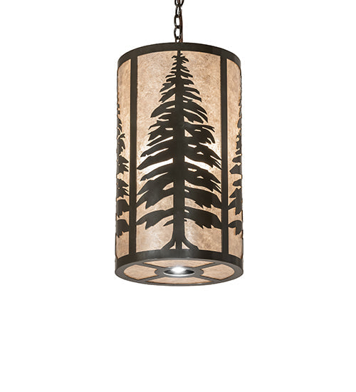 Meyda Lighting Tall Pines 14" 5-Light Oil Rubbed Bronze Pendant Light With Silver Mica Shade Glass