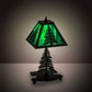 Meyda Lighting Tall Pines 14" Textured Black Accent Table Lamp With Green Shade Glass