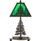 Meyda Lighting Tall Pines 14" Textured Black Accent Table Lamp With Green Shade Glass
