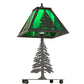 Meyda Lighting Tall Pines 14" Textured Black Accent Table Lamp With Green Shade Glass