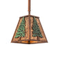 Meyda Lighting Tall Pines 14" Vintage Copper & Green Pendant Light With Amber Mica Shade Glass