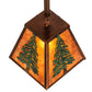 Meyda Lighting Tall Pines 14" Vintage Copper & Green Pendant Light With Amber Mica Shade Glass