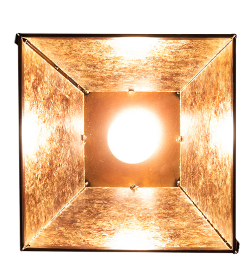 Meyda Lighting Tall Pines 14" Vintage Copper & Green Pendant Light With Amber Mica Shade Glass