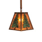 Meyda Lighting Tall Pines 14" Vintage Copper & Green Pendant Light With Amber Mica Shade Glass