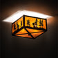 Meyda Lighting Tall Pines 15" 2-Light Black Satin Wrought Iron Flush Mount Light With Amber Mica Shade Glass