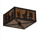 Meyda Lighting Tall Pines 15" 2-Light Black Satin Wrought Iron Flush Mount Light With Amber Mica Shade Glass