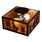 Meyda Lighting Tall Pines 15" 2-Light Black Satin Wrought Iron Flush Mount Light With Amber Mica Shade Glass