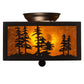 Meyda Lighting Tall Pines 15" 2-Light Black Satin Wrought Iron Flush Mount Light With Amber Mica Shade Glass