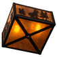 Meyda Lighting Tall Pines 15" 2-Light Black Satin Wrought Iron Flush Mount Light With Amber Mica Shade Glass