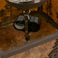 Meyda Lighting Tall Pines 15" 2-Light Cafe Noir Flush Mount Light With Amber Mica Shade Glass