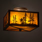 Meyda Lighting Tall Pines 15" 2-Light Cafe Noir Flush Mount Light With Amber Mica Shade Glass
