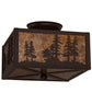 Meyda Lighting Tall Pines 15" 2-Light Cafe Noir Flush Mount Light With Amber Mica Shade Glass