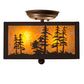 Meyda Lighting Tall Pines 15" 2-Light Cafe Noir Flush Mount Light With Amber Mica Shade Glass